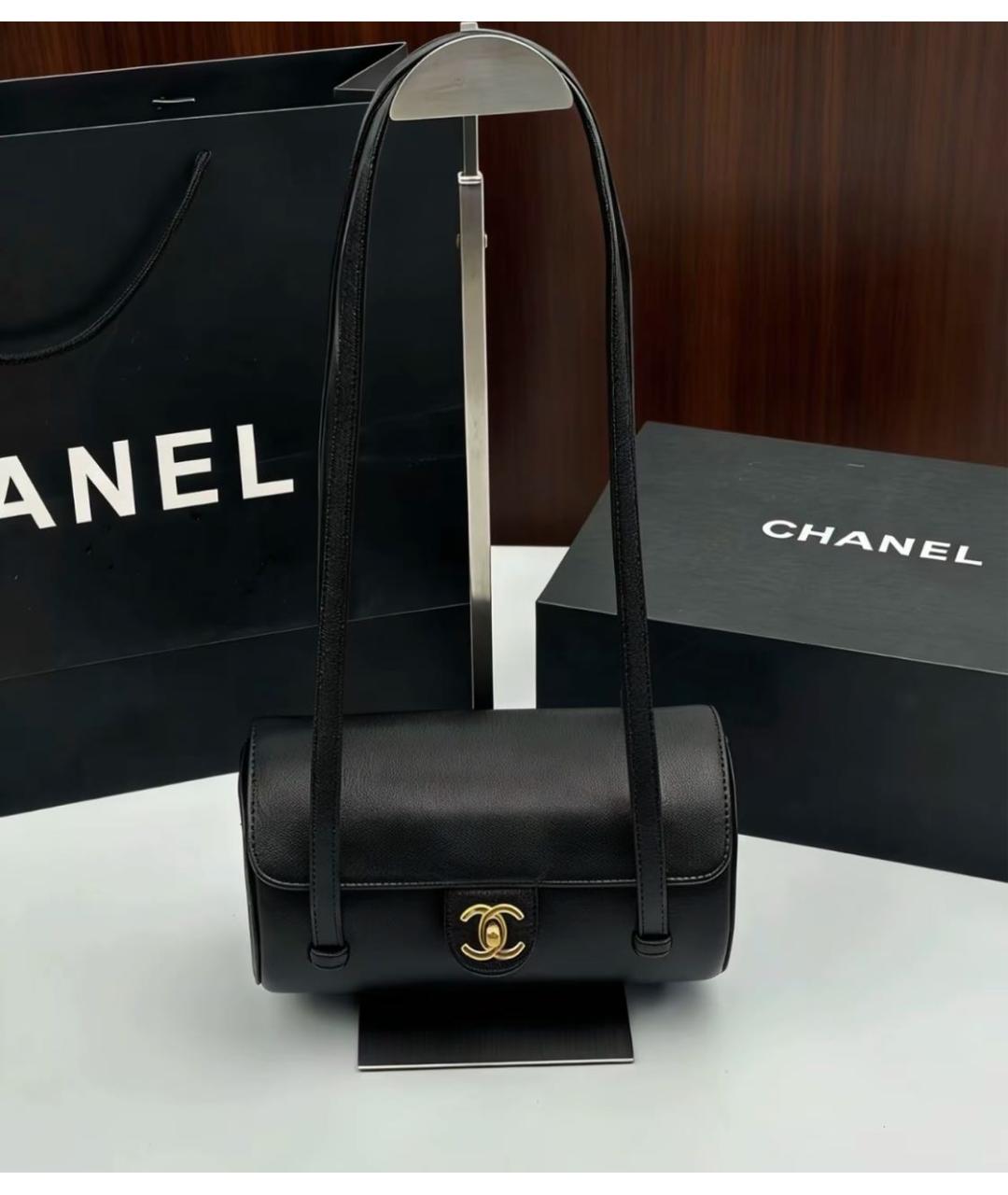 CHANEL Черная кожаная сумка через плечо, фото 4