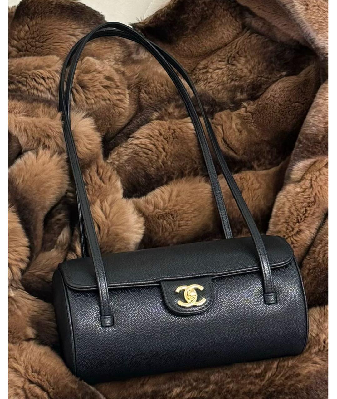 CHANEL Черная кожаная сумка через плечо, фото 6