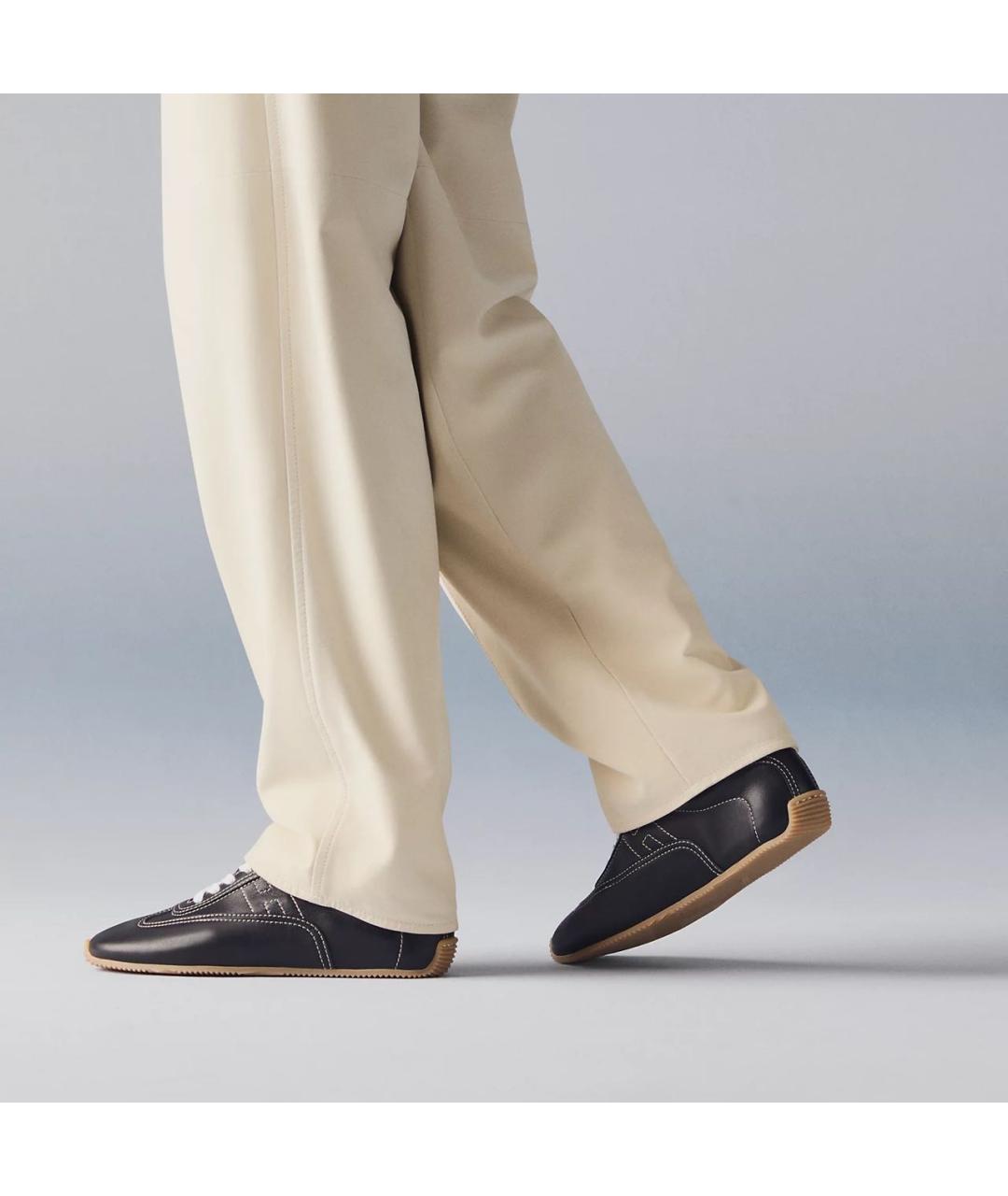 HERMES Черные кожаные кроссовки, фото 3