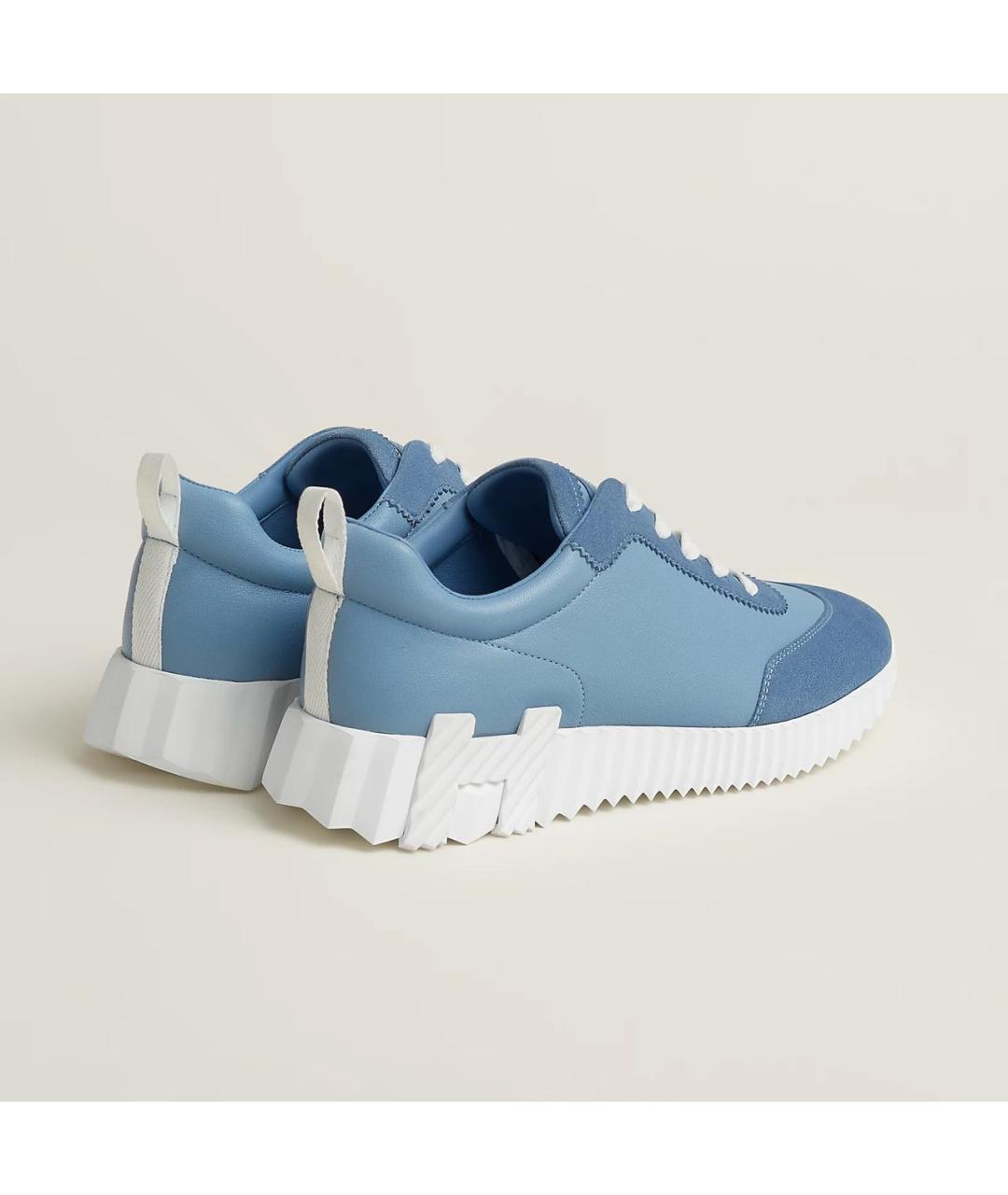 HERMES Голубые кожаные кроссовки, фото 4