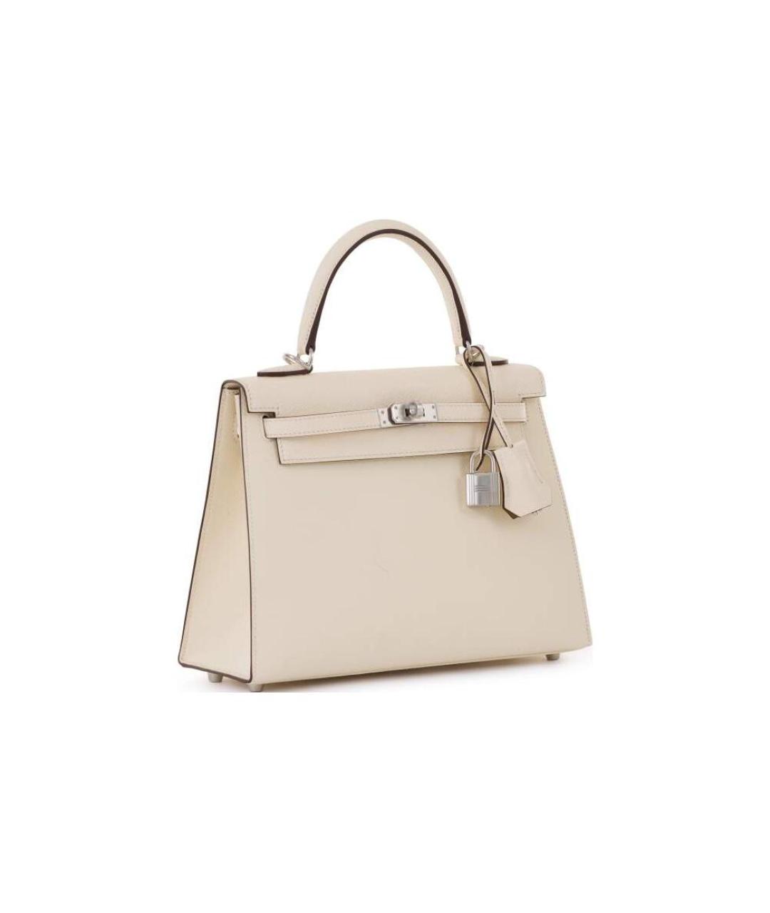 HERMES Белая кожаная сумка с короткими ручками, фото 2