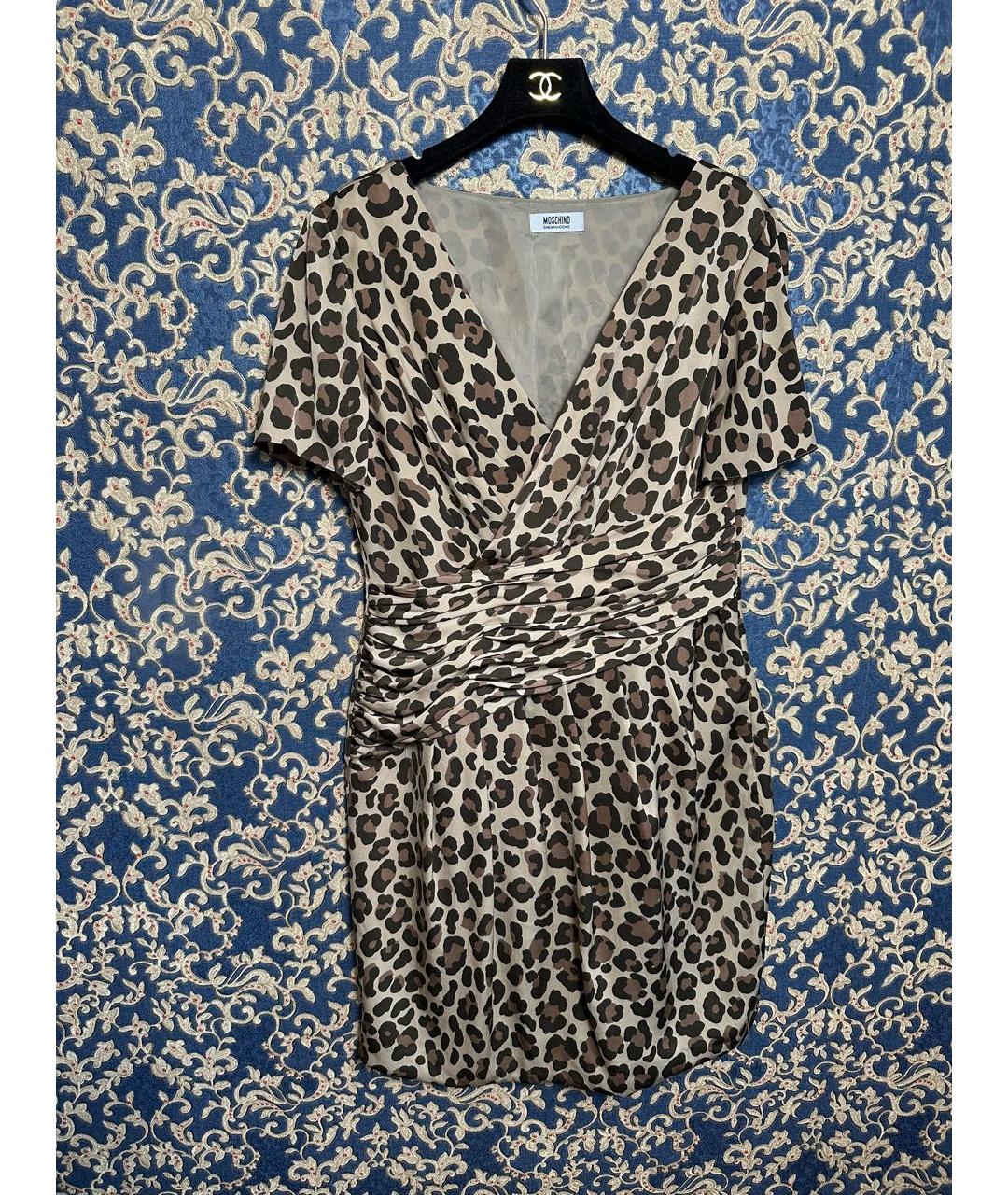 MOSCHINO Бежевое полиэстеровое повседневное платье, фото 3