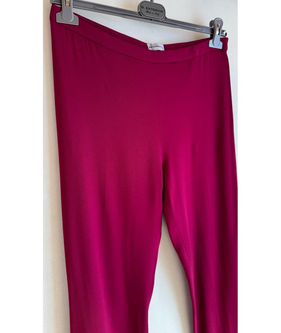 PHILOSOPHY Бордовые вискозные прямые брюки, фото 3