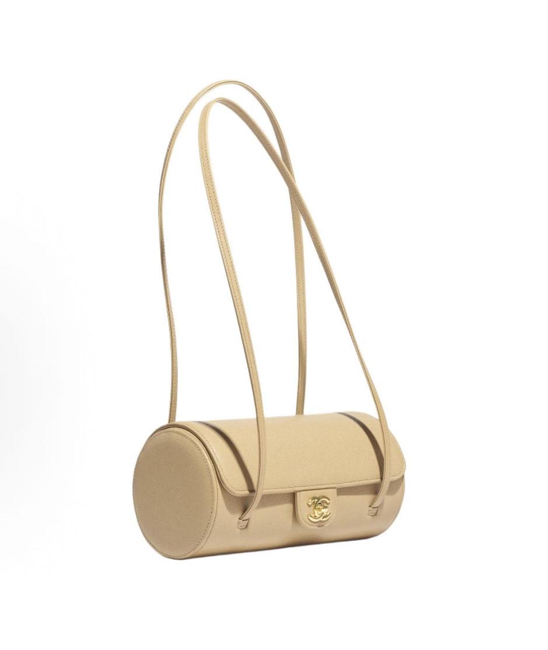 CHANEL Бежевая кожаная сумка через плечо, фото 2
