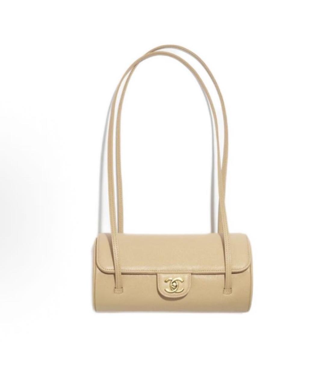 CHANEL Бежевая кожаная сумка через плечо, фото 7