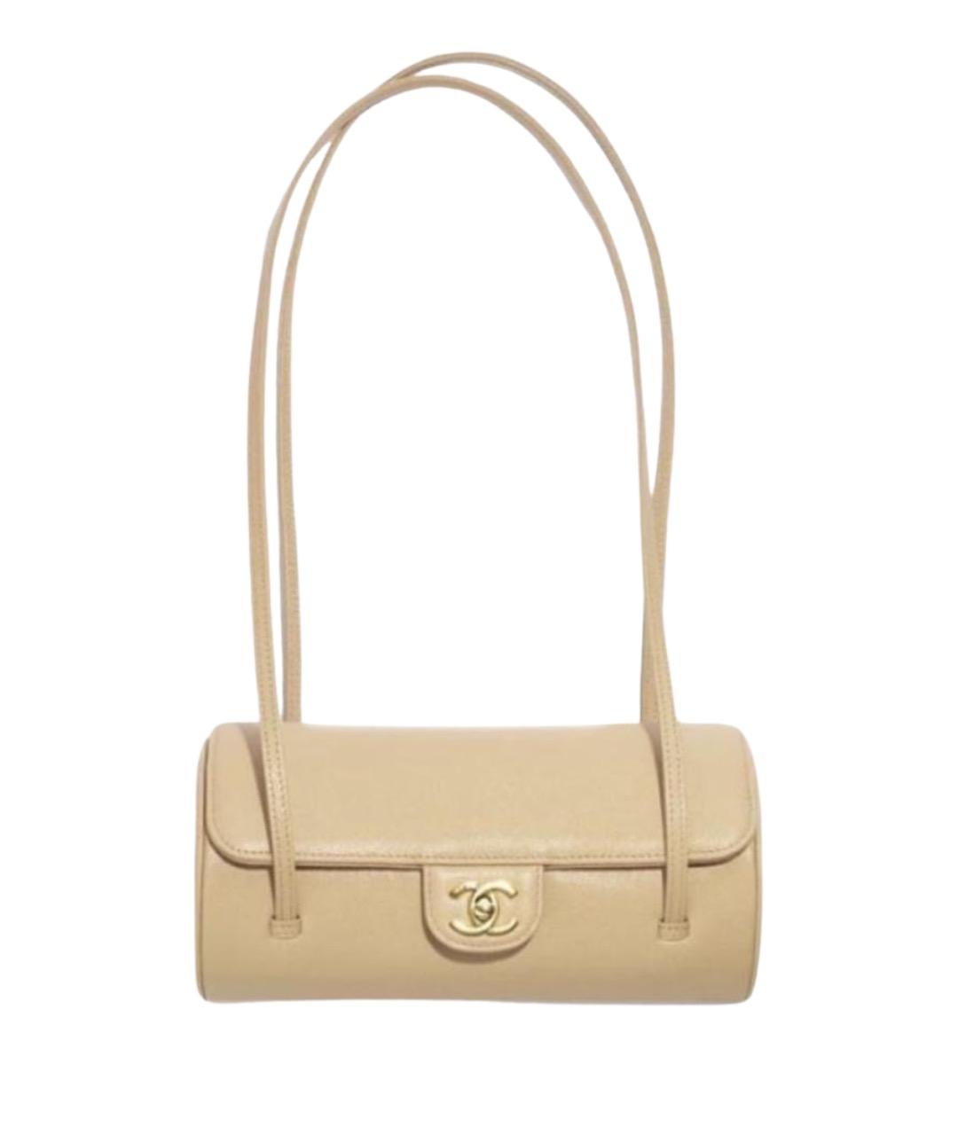 CHANEL Бежевая кожаная сумка через плечо, фото 1