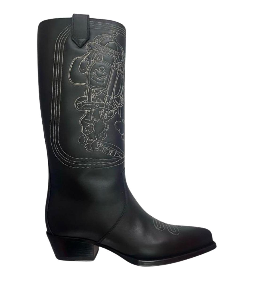 HERMES Черные кожаные сапоги, фото 1