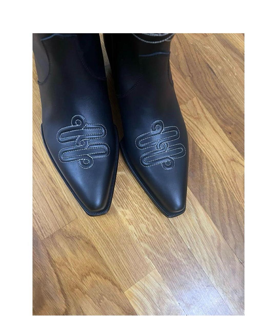 HERMES Черные кожаные сапоги, фото 3