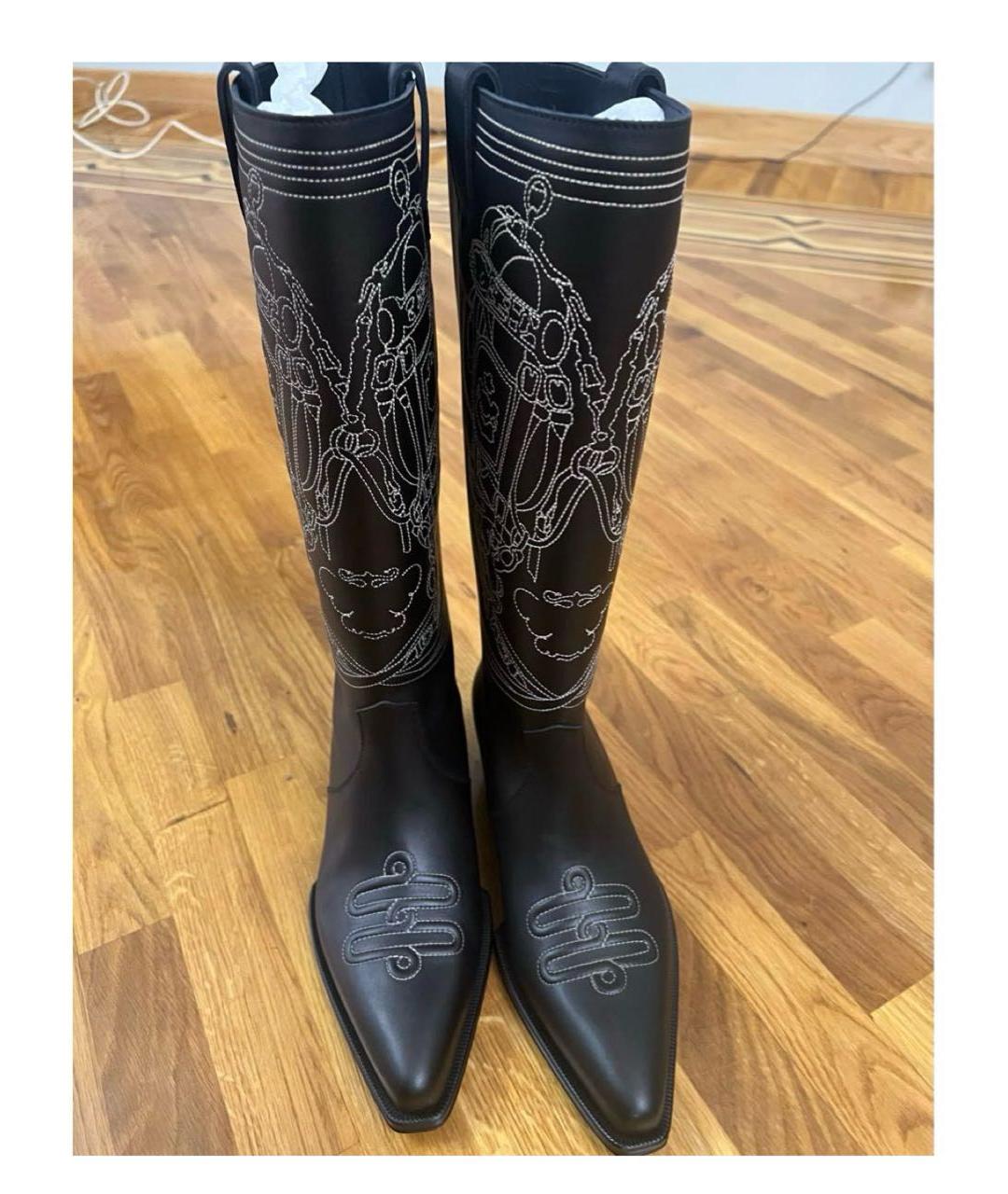 HERMES Черные кожаные сапоги, фото 2