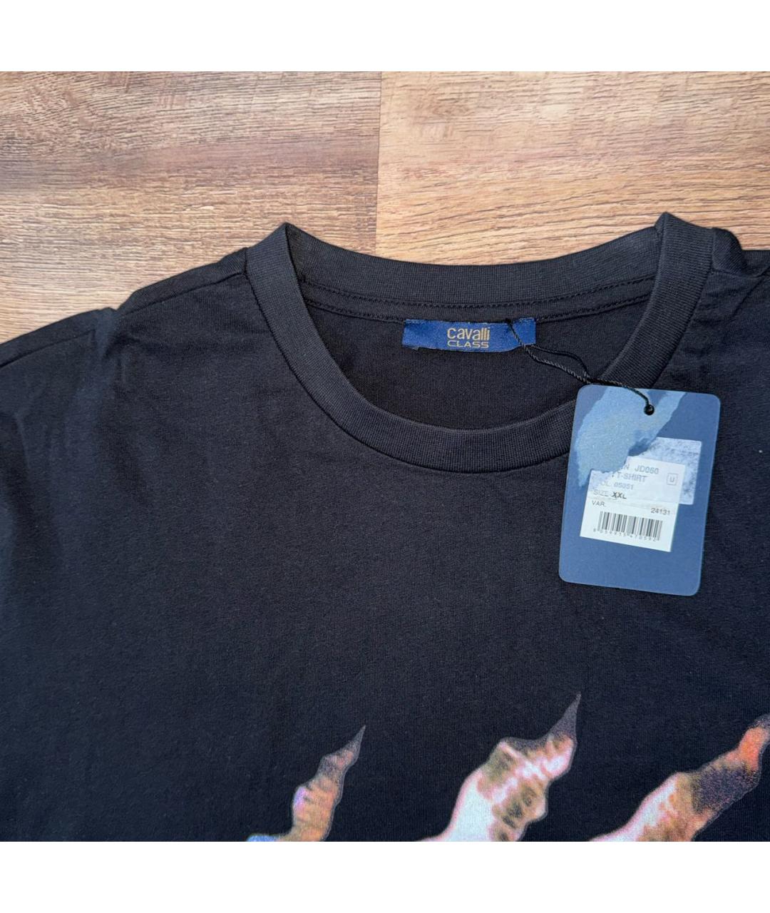 CAVALLI CLASS Черная хлопковая футболка, фото 4