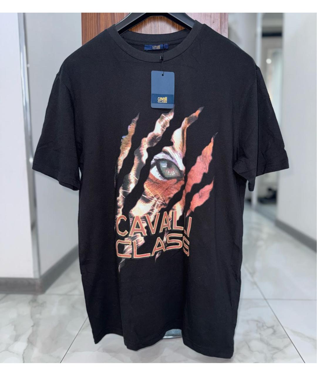 CAVALLI CLASS Черная хлопковая футболка, фото 5