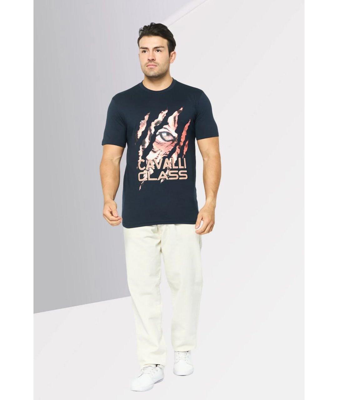 CAVALLI CLASS Черная хлопковая футболка, фото 7