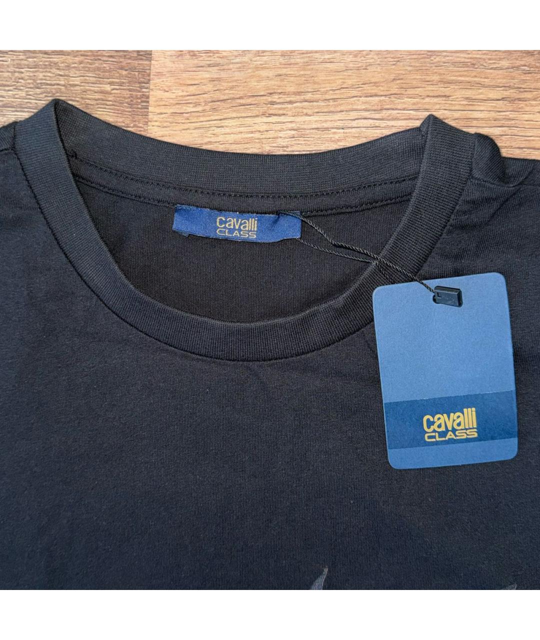 CAVALLI CLASS Черная хлопковая футболка, фото 3