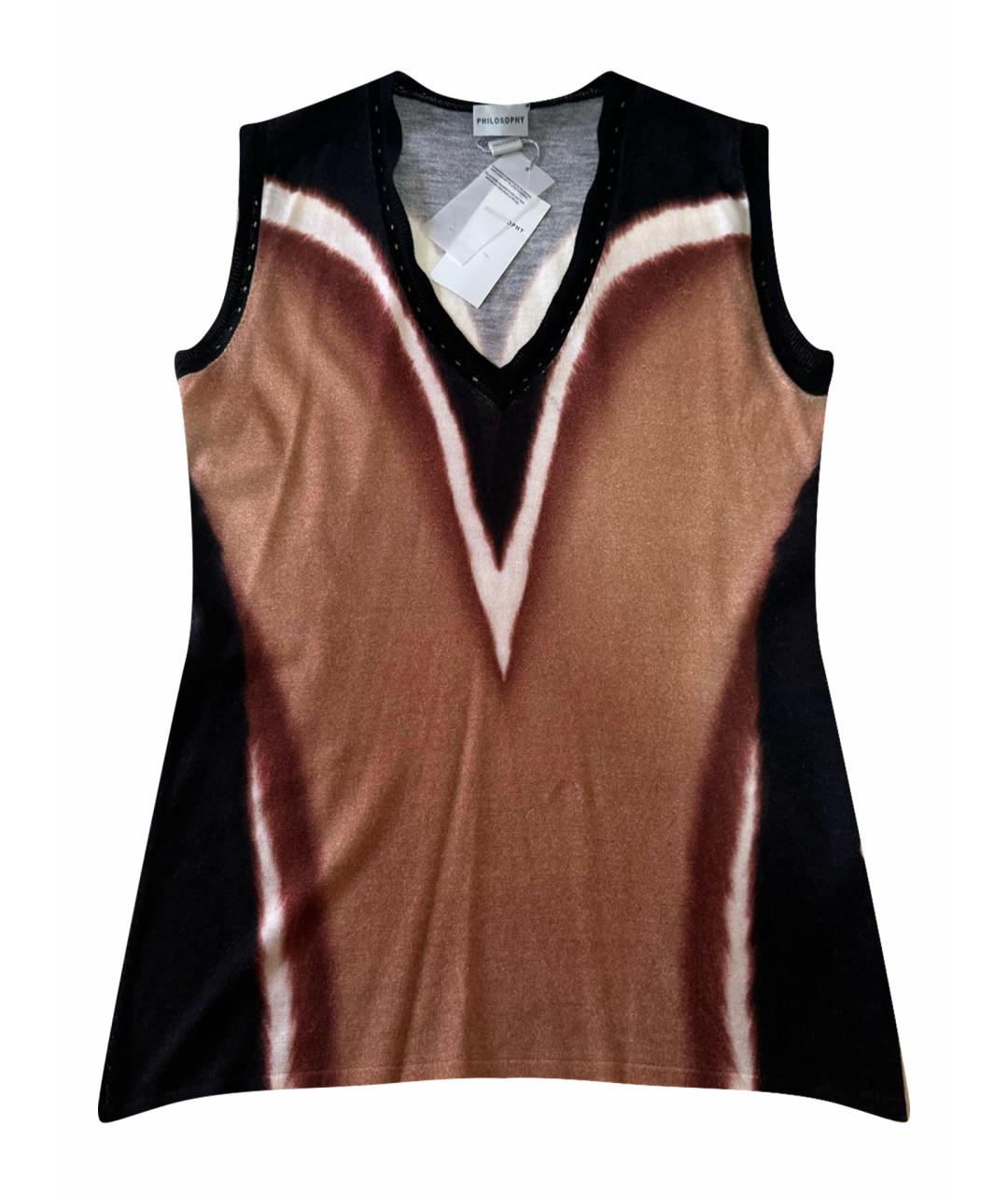 PHILOSOPHY Коричневая шерстяная жилетка, фото 1