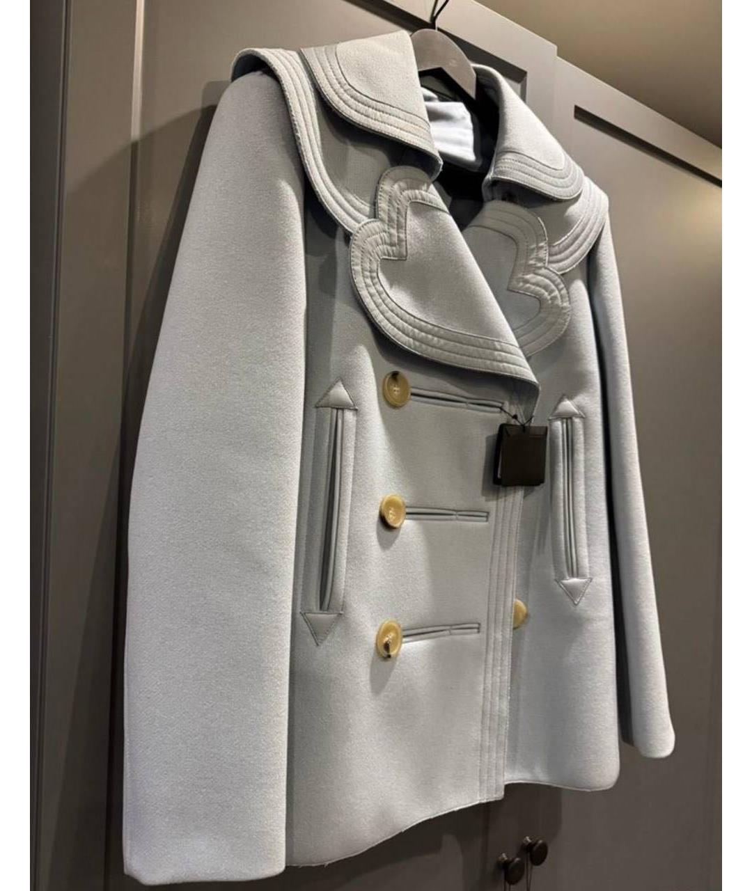 LANVIN Голубое шерстяное пальто, фото 3