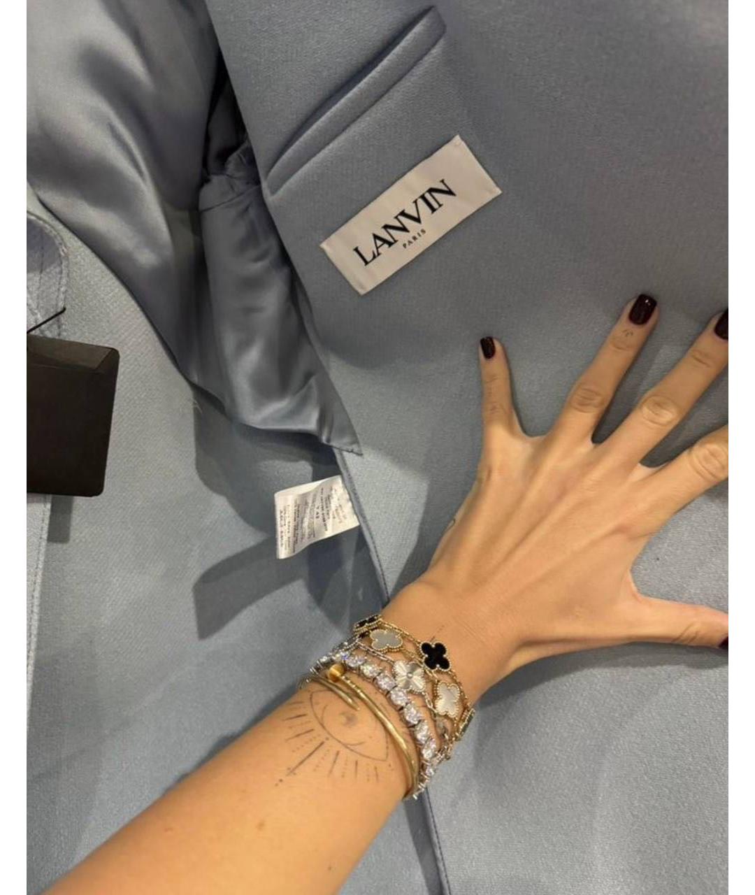 LANVIN Голубое шерстяное пальто, фото 6