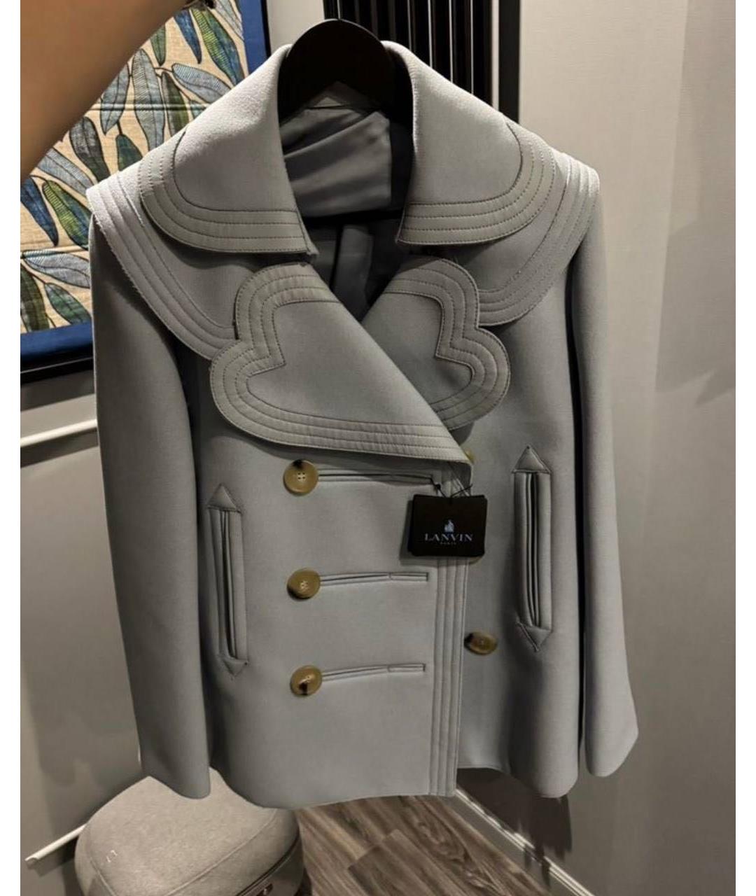LANVIN Голубое шерстяное пальто, фото 9