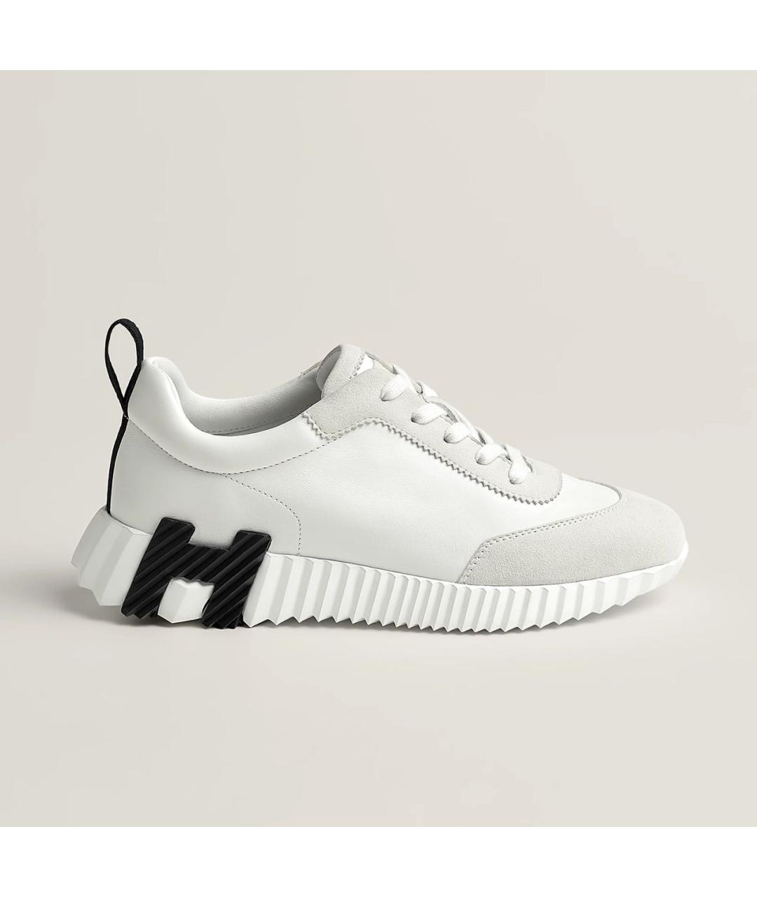 HERMES Белые кожаные кроссовки, фото 5