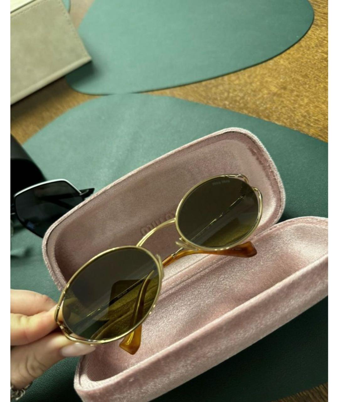 MIU MIU Коричневые металлические солнцезащитные очки, фото 2