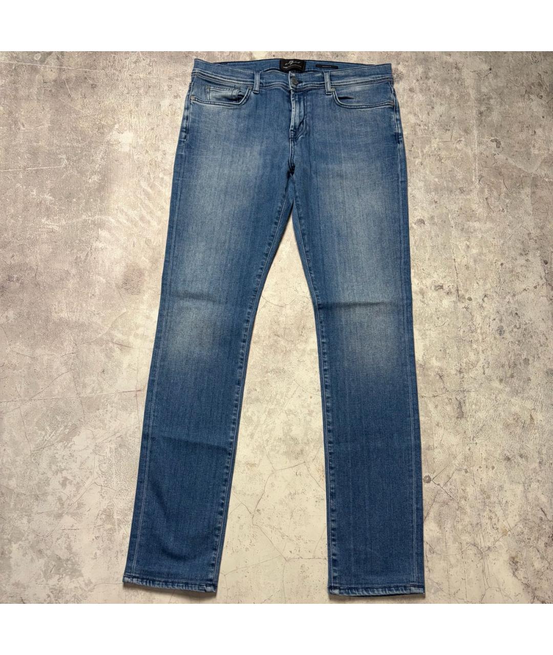 7 FOR ALL MANKIND Синие хлопко-эластановые джинсы скинни, фото 6