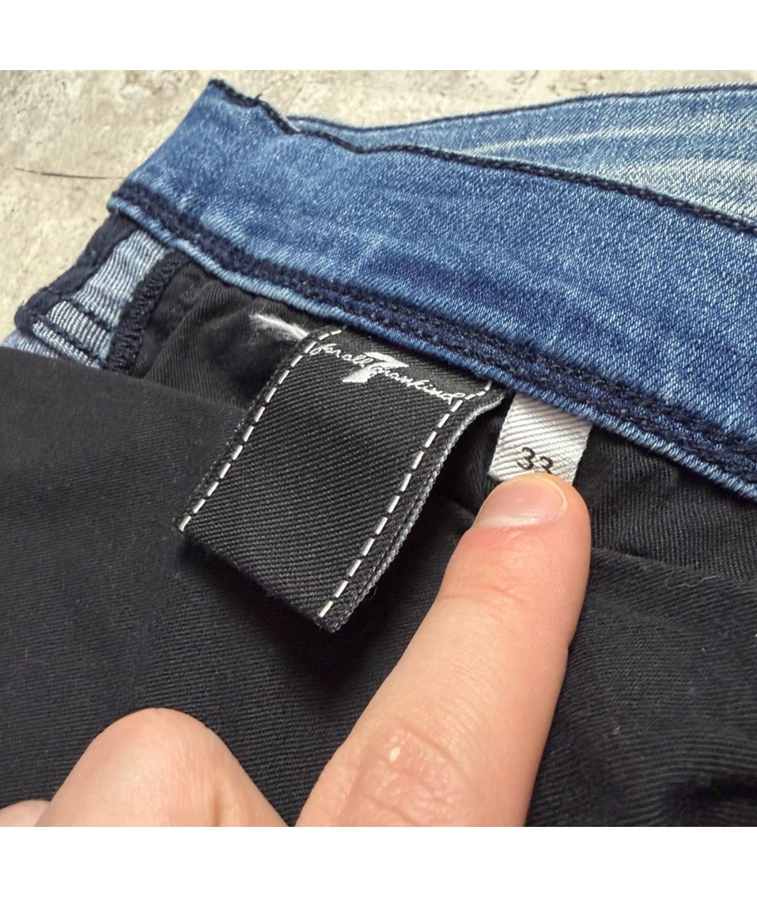 7 FOR ALL MANKIND Синие хлопко-эластановые джинсы скинни, фото 5