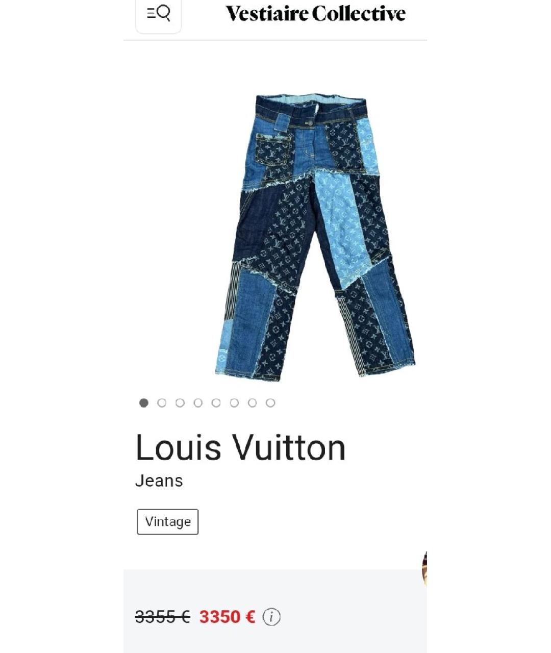 LOUIS VUITTON Синие хлопковые прямые джинсы, фото 7