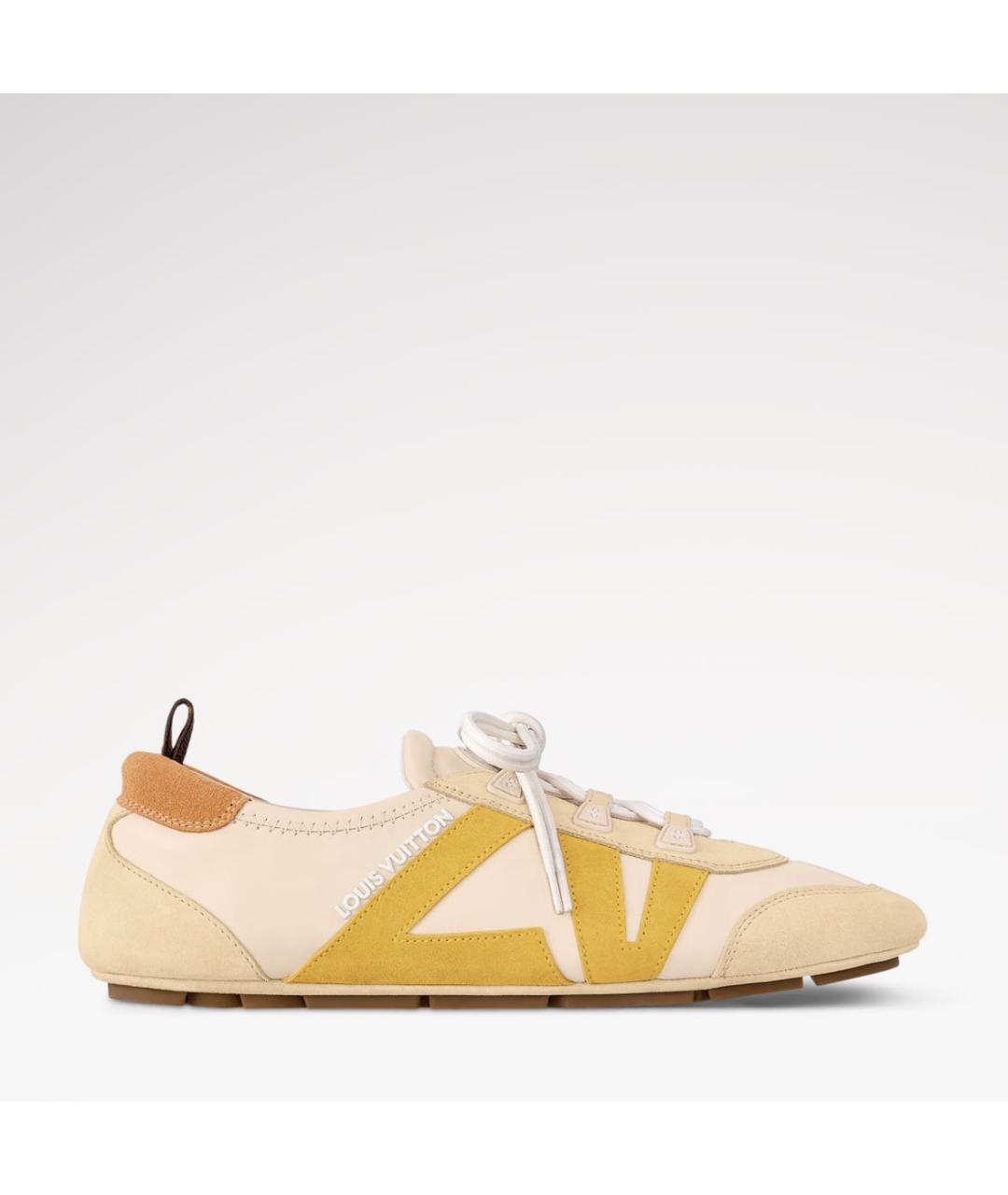 LOUIS VUITTON Желтые кожаные кеды, фото 4