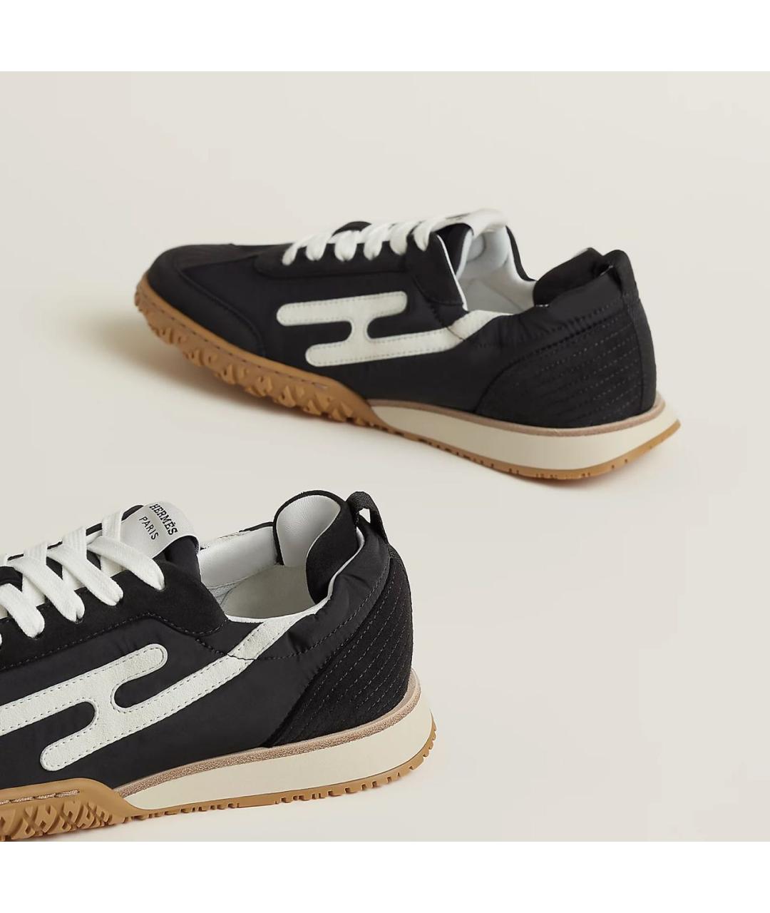 HERMES Черные кожаные кроссовки, фото 4