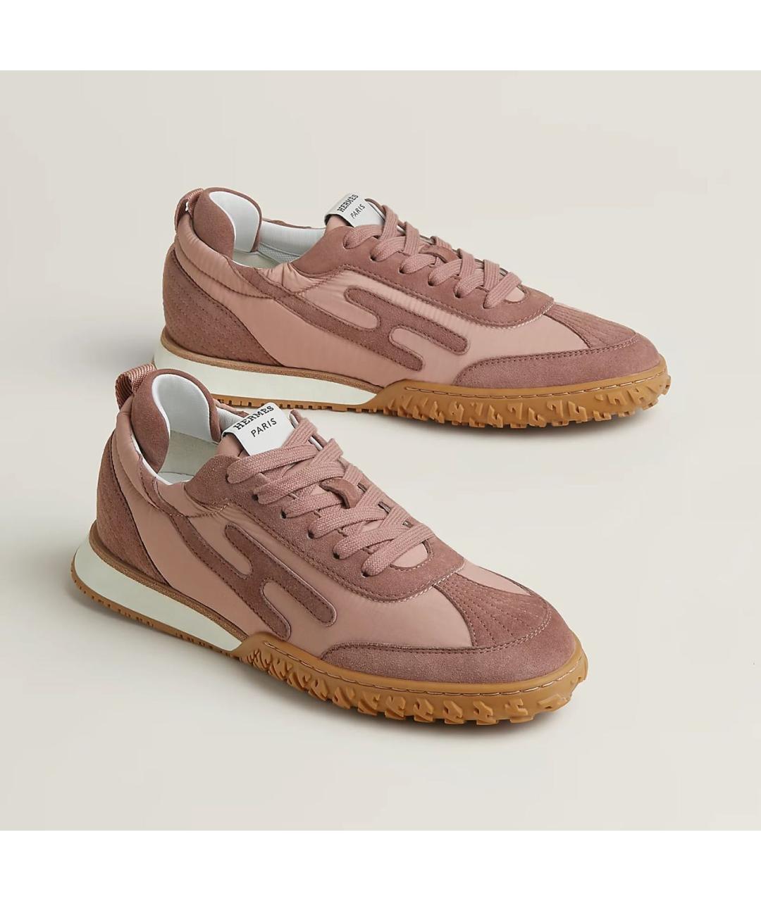 HERMES Коралловые кожаные кроссовки, фото 2