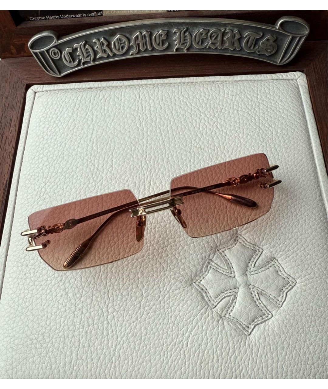 CHROME HEARTS Золотые металлические солнцезащитные очки, фото 8