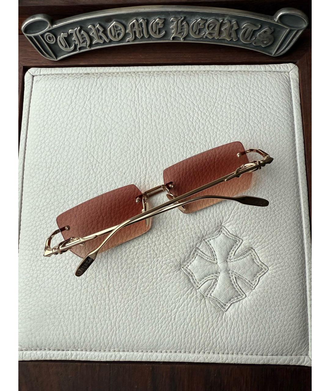 CHROME HEARTS Золотые металлические солнцезащитные очки, фото 2