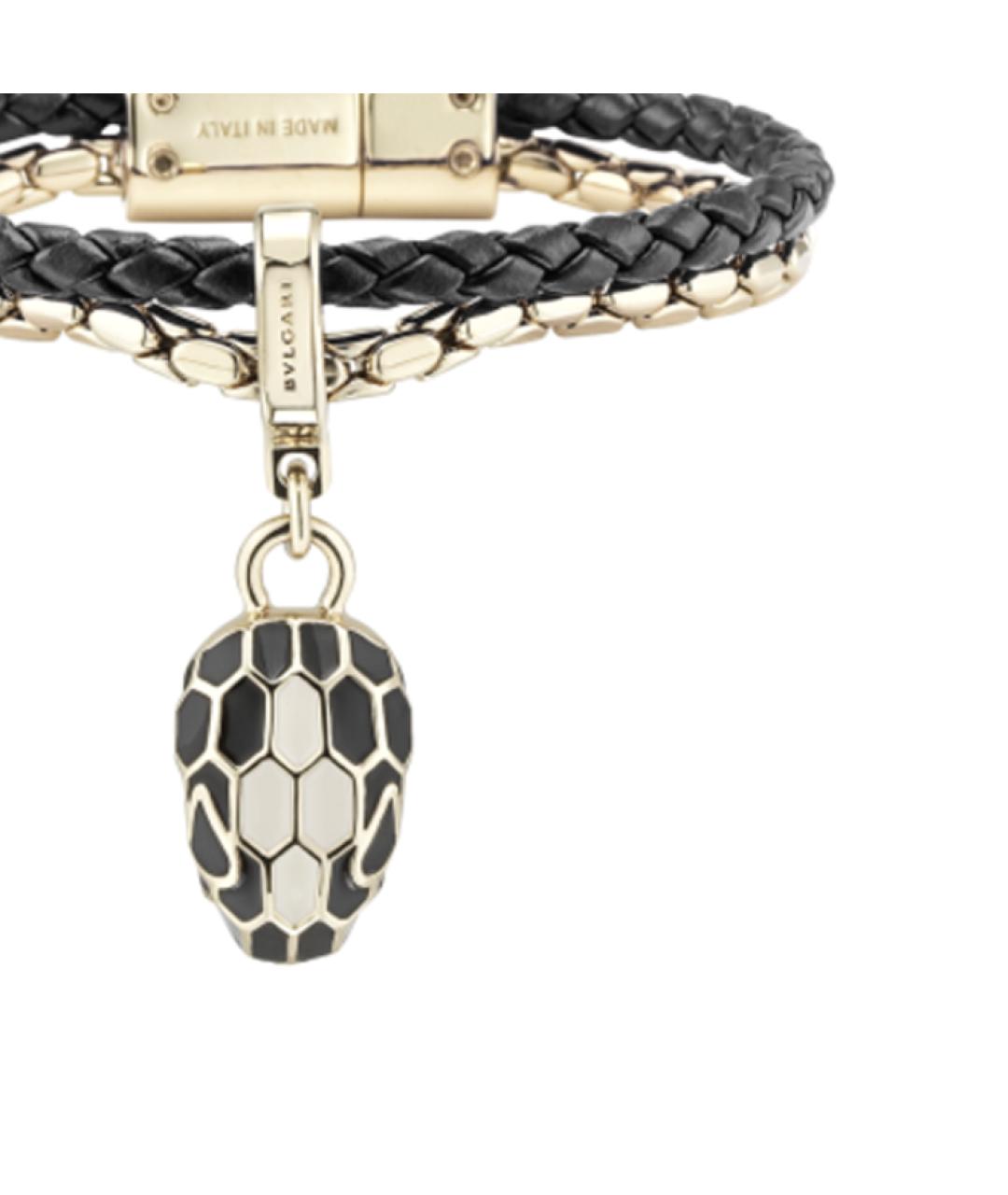 BVLGARI Черный кожаный браслет, фото 2