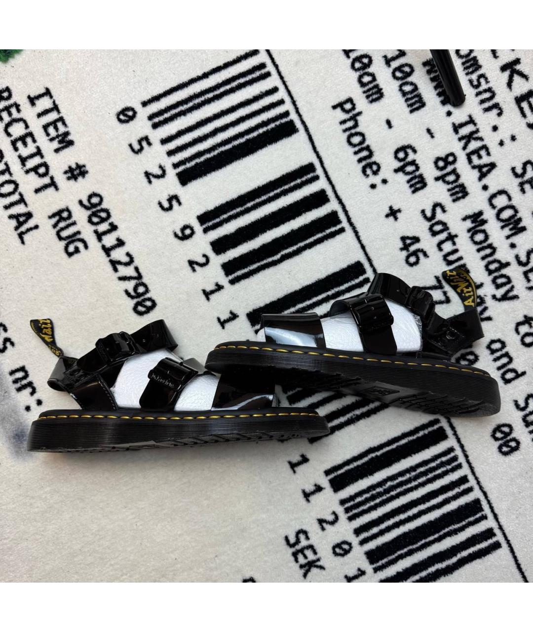 DR. MARTENS Черные сандалии из лакированной кожи, фото 6