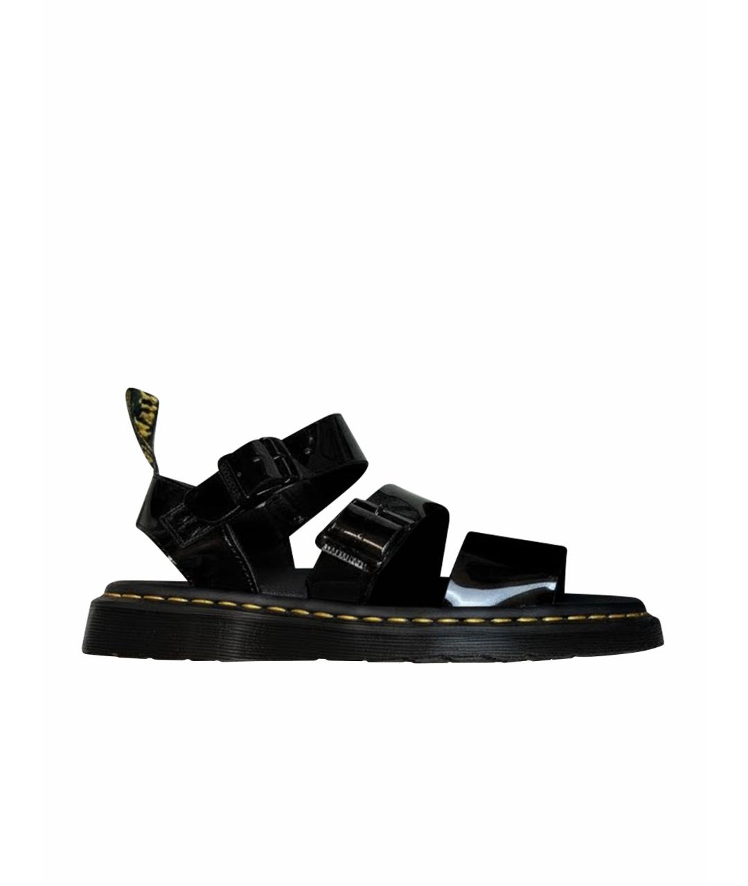 DR. MARTENS Черные сандалии из лакированной кожи, фото 1