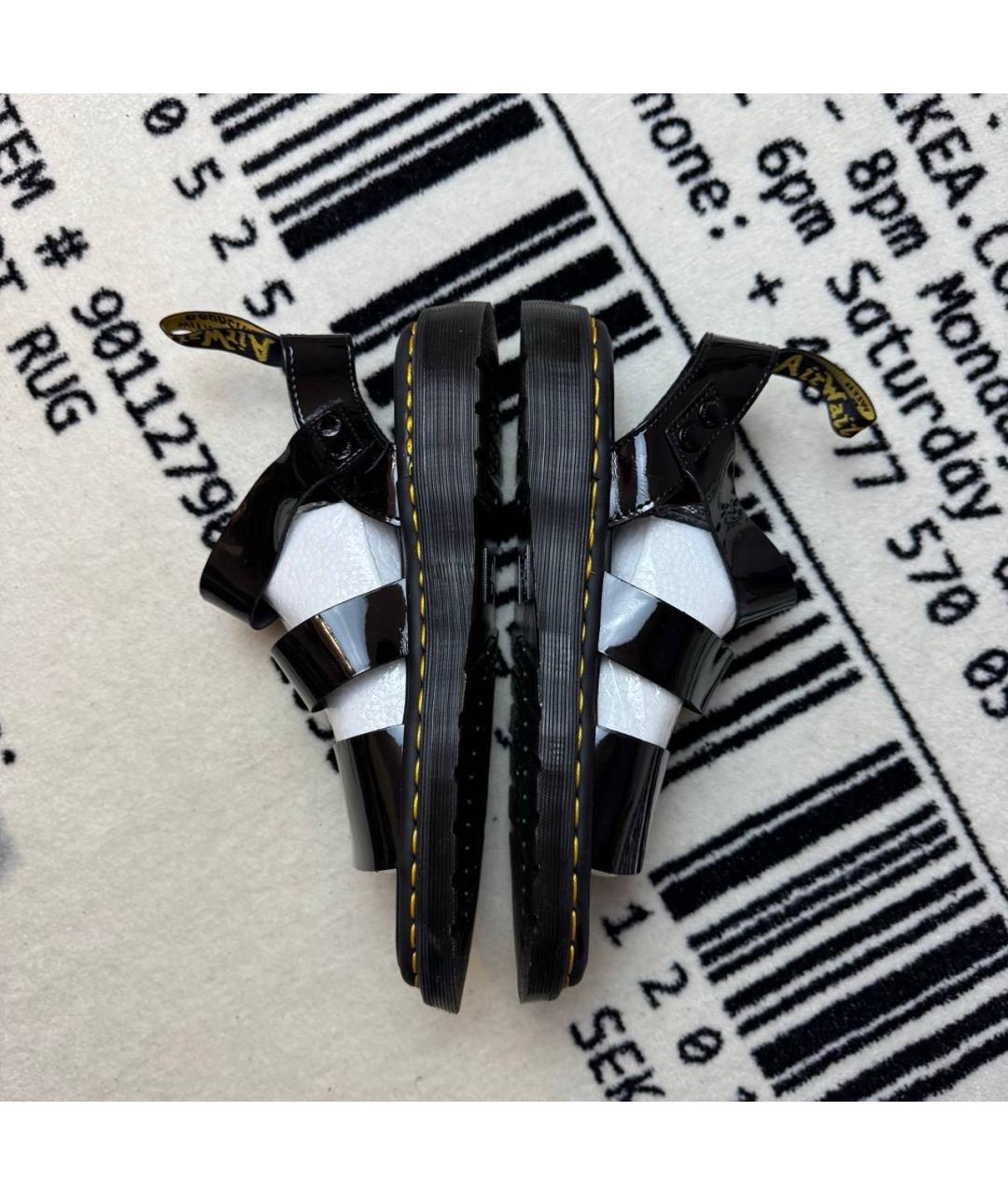 DR. MARTENS Черные сандалии из лакированной кожи, фото 3