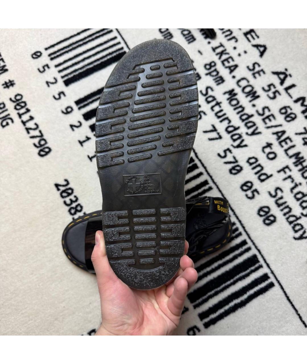 DR. MARTENS Черные сандалии из лакированной кожи, фото 5