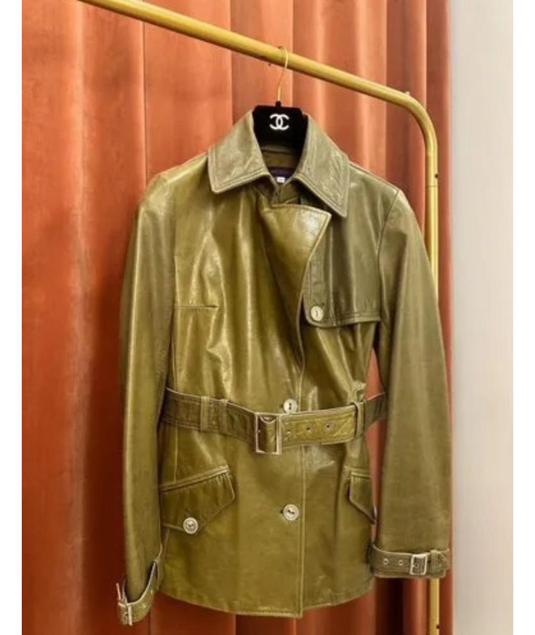 KENZO Хаки кожаная куртка, фото 2