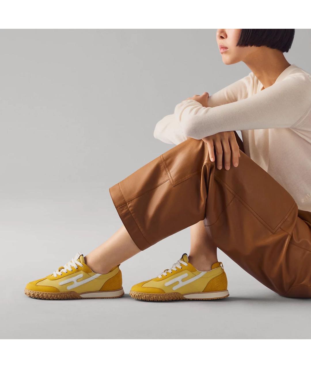 HERMES Белые кожаные кроссовки, фото 3