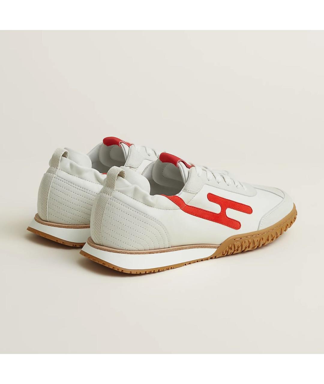 HERMES Белые кожаные кроссовки, фото 4