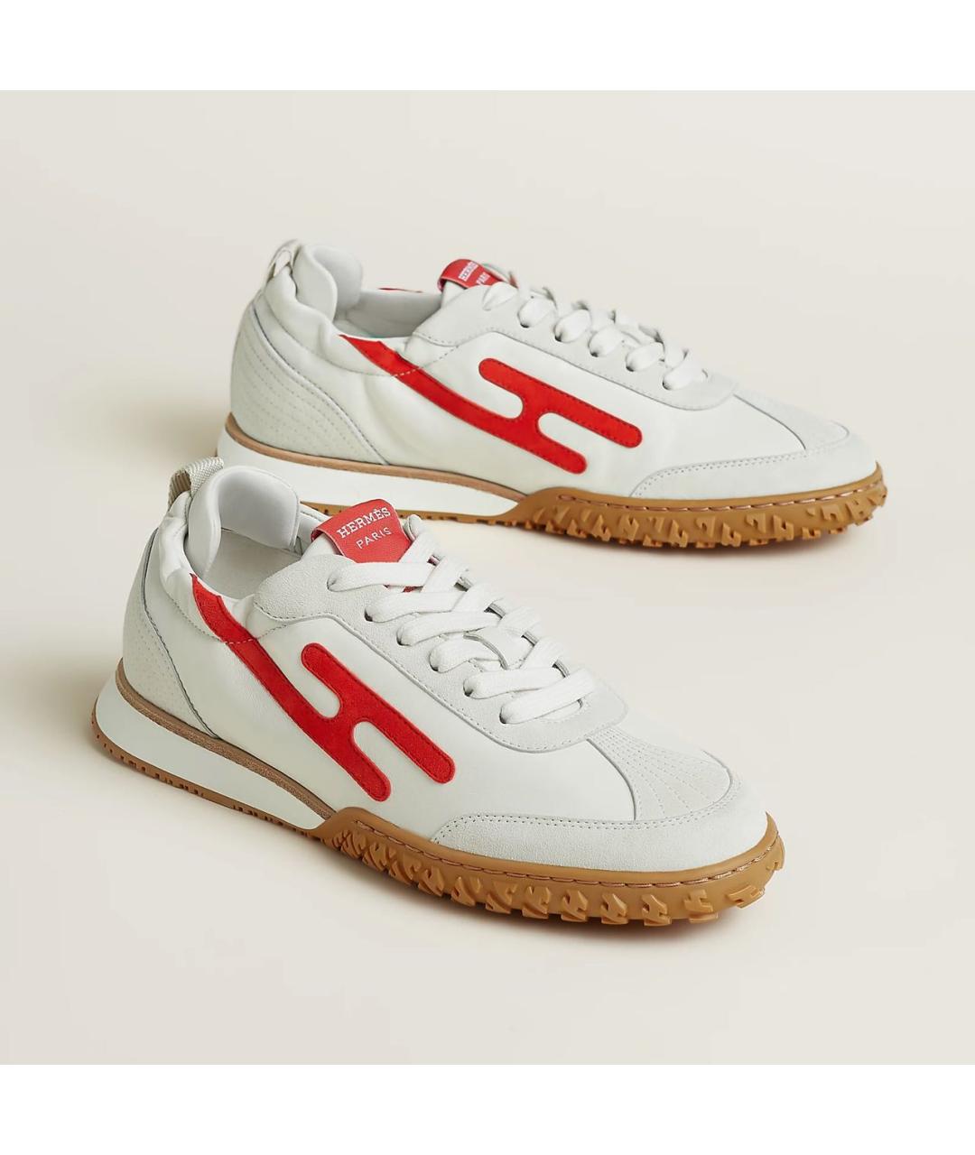 HERMES Белые кожаные кроссовки, фото 2