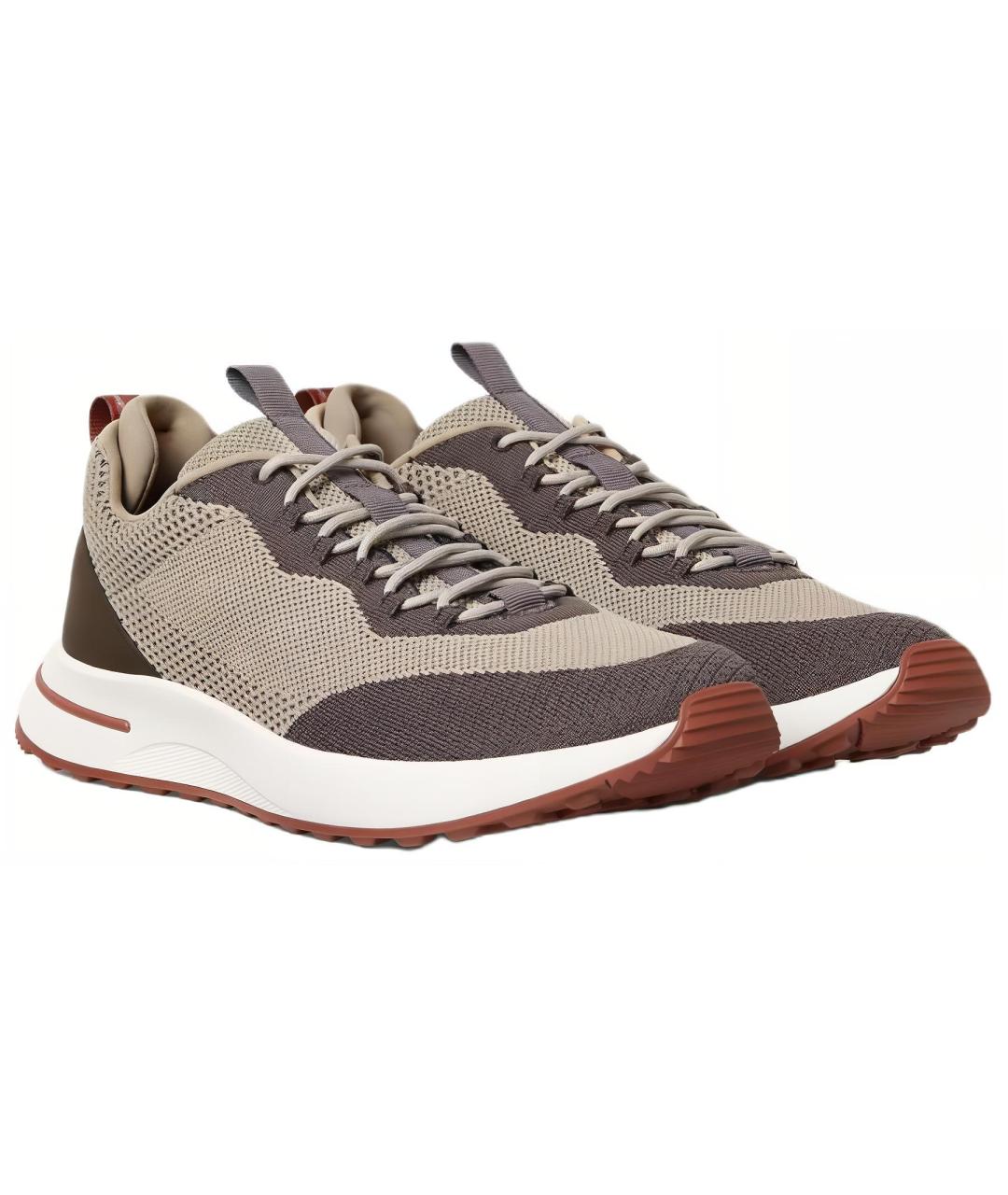 LORO PIANA Бежевые низкие кроссовки / кеды, фото 3