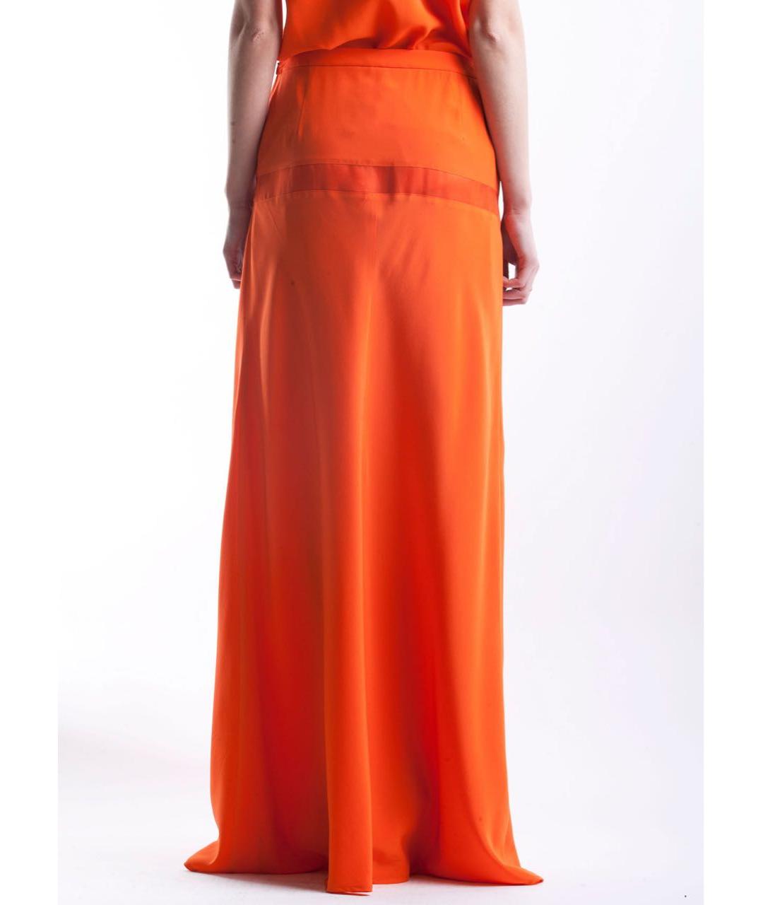PHILOSOPHY Оранжевая шелковая юбка макси, фото 4