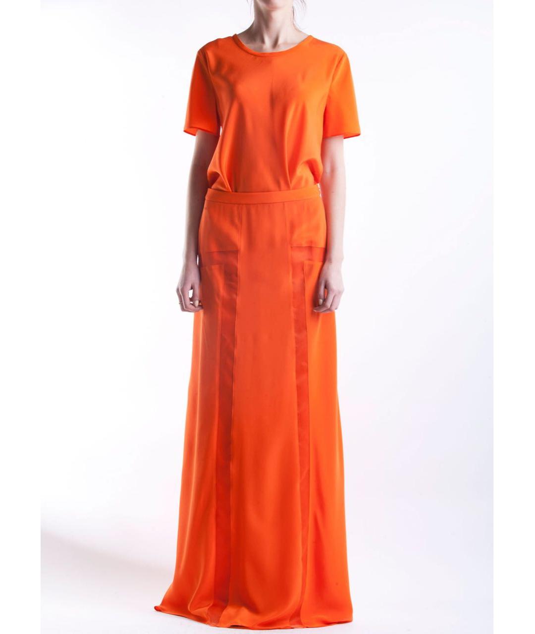 PHILOSOPHY Оранжевая шелковая юбка макси, фото 2