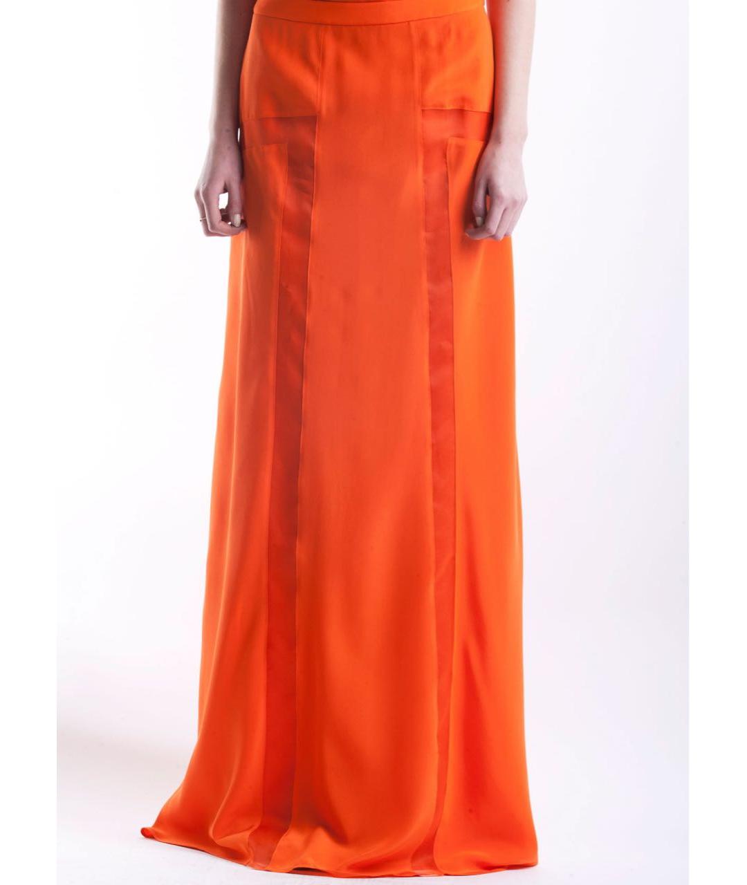 PHILOSOPHY Оранжевая шелковая юбка макси, фото 3