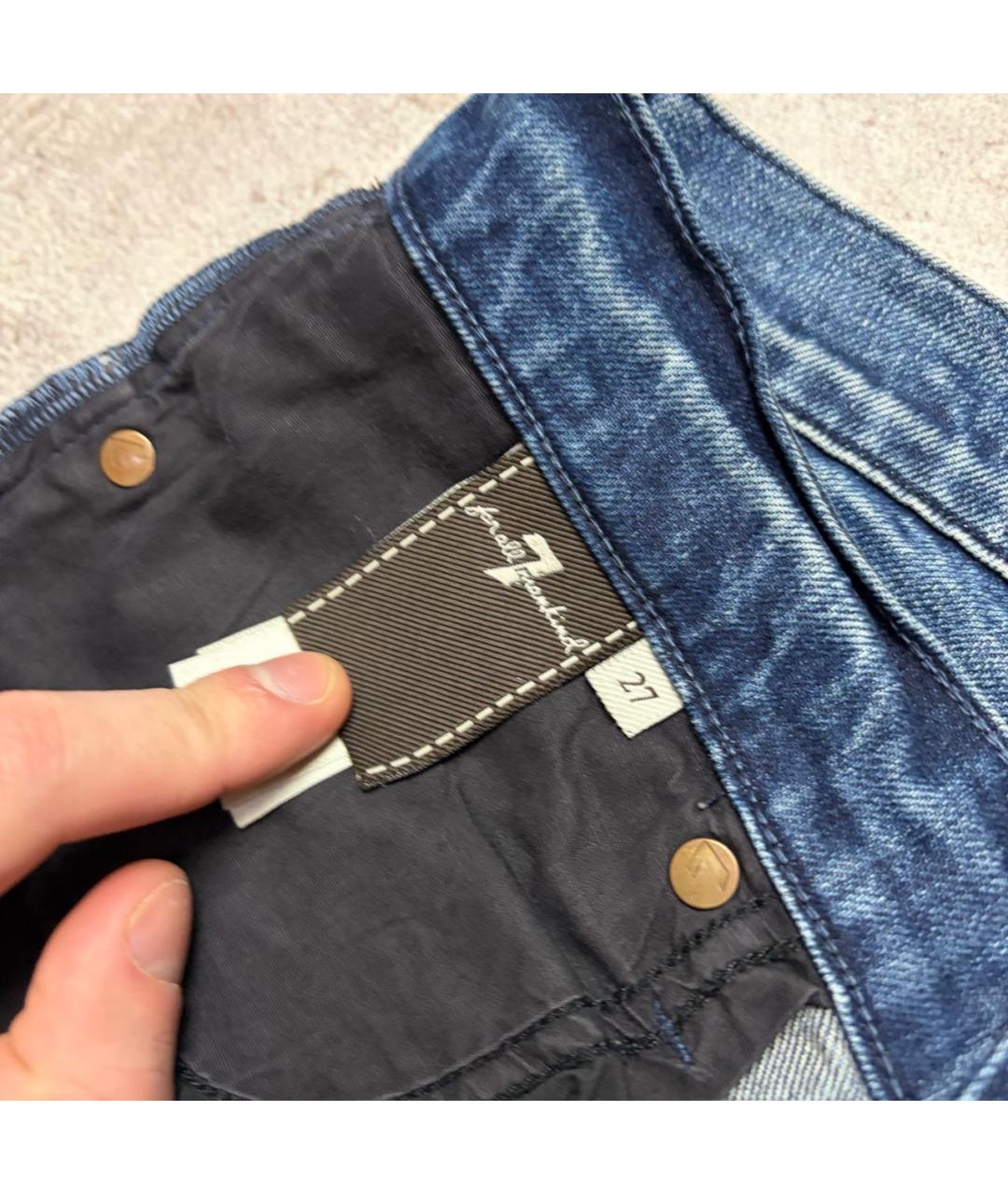 7 FOR ALL MANKIND Темно-синие хлопко-эластановые джинсы слим, фото 5