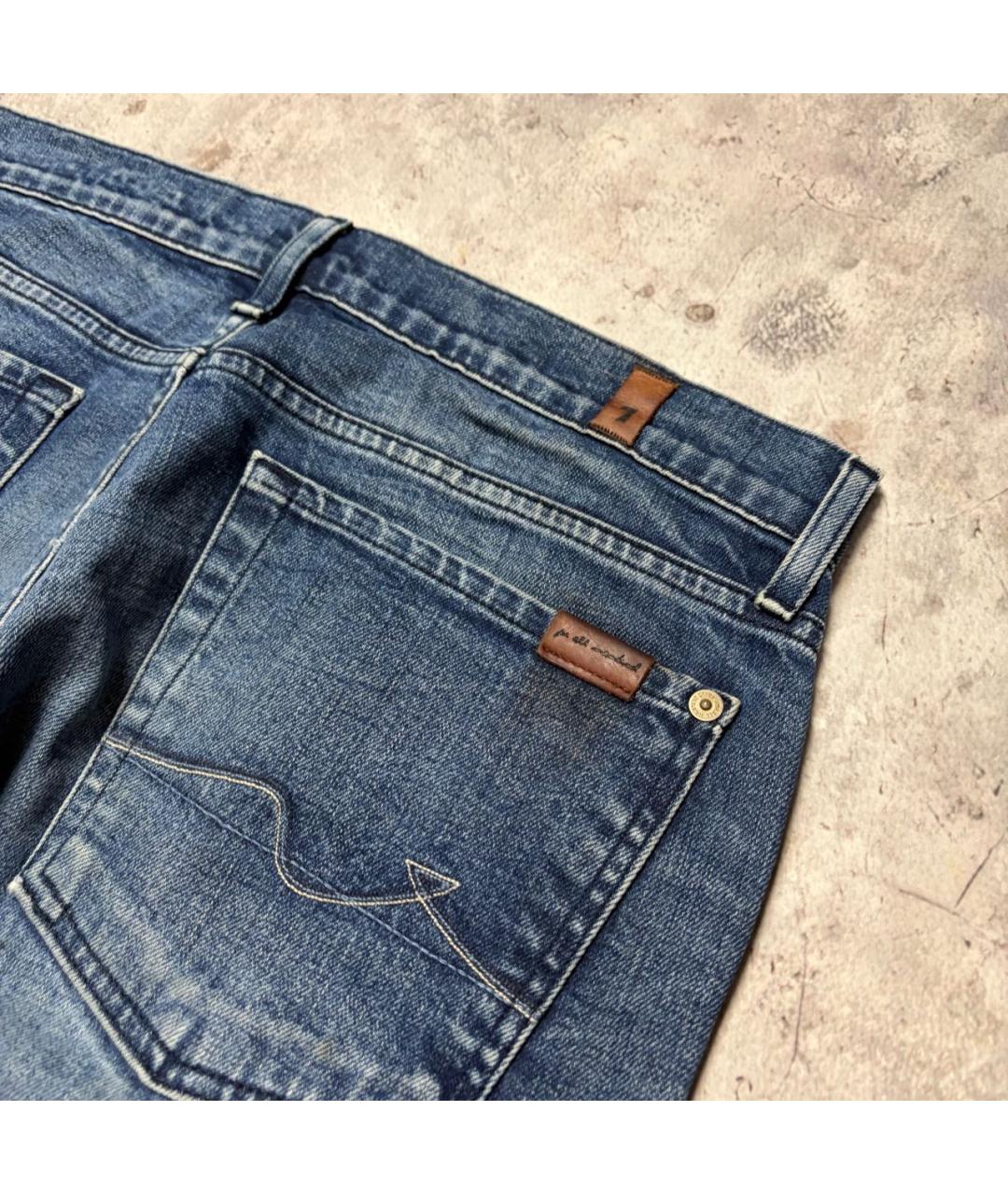 7 FOR ALL MANKIND Темно-синие хлопко-эластановые джинсы слим, фото 6