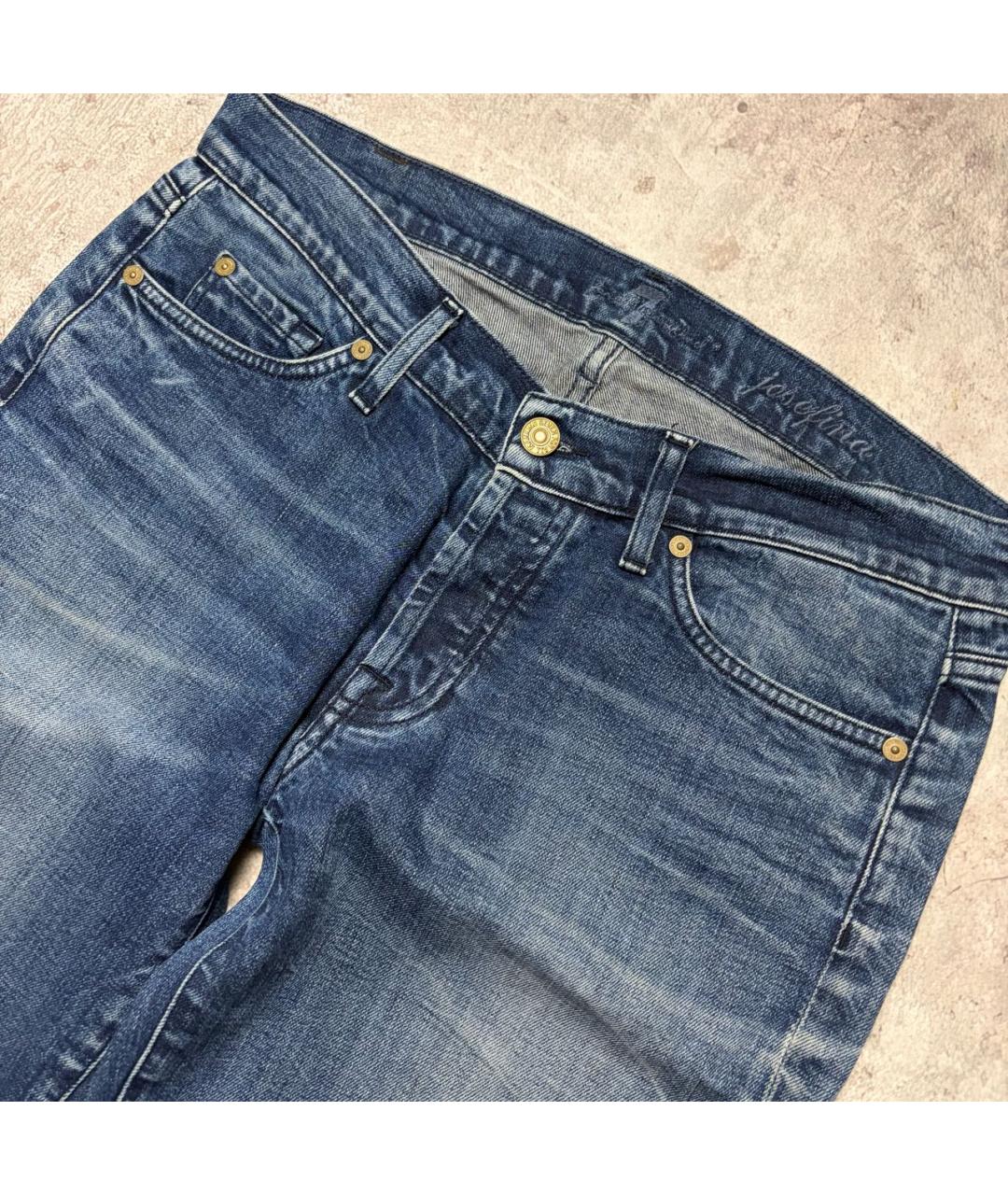 7 FOR ALL MANKIND Темно-синие хлопко-эластановые джинсы слим, фото 4