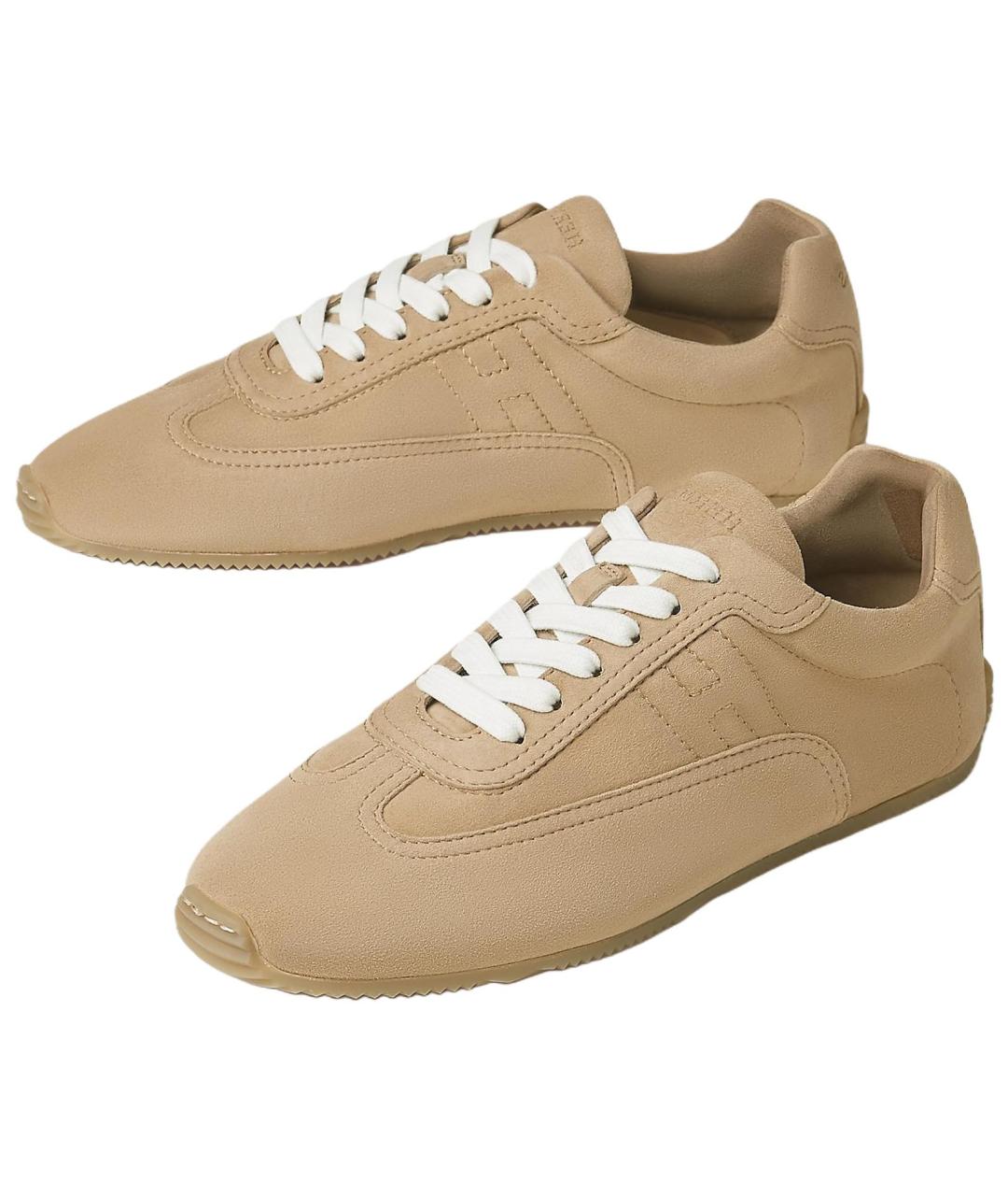 HERMES Коричневые замшевые кроссовки, фото 3