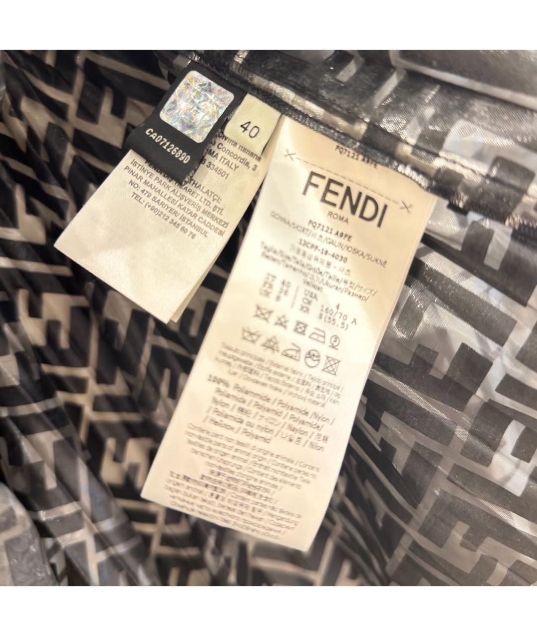 FENDI Серебряная полиамидовая юбка миди, фото 5