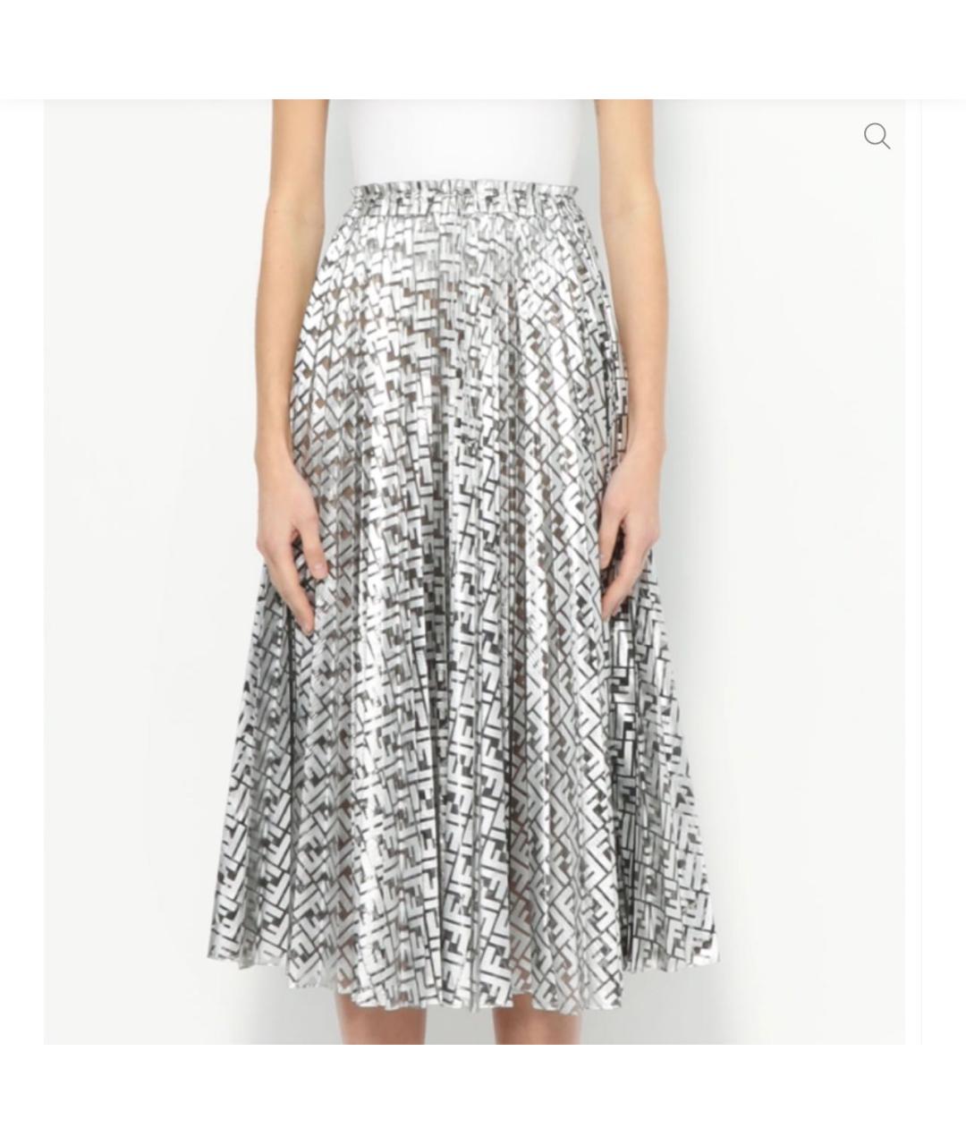 FENDI Серебряная полиамидовая юбка миди, фото 7